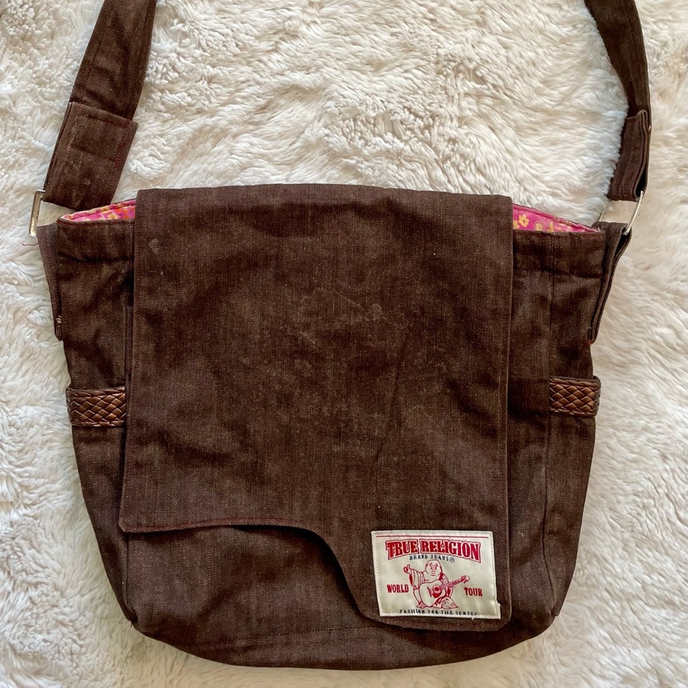 True Religion Brown Messenger Bag